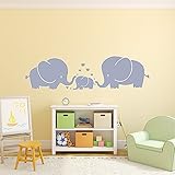Cute Three family Elephant Wall Decals for kid Room Room Decor Baby Nursery (Gray) [並行輸入品]