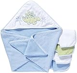 Spasilk 100% Cotton Hooded Terry Bath Towel with 4 Washcloths-Dinosaur Blue/Green by Spasilk [並行輸入品]