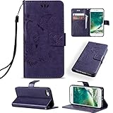 UNEXTATI iPhone 8 ケース 手帳型 保護 ケース 高品質 PU レザー ストラップ付き カード収納ケース カバー 耐衝撃 スタンド機能 付き Apple iPhone 8 ケース Ca