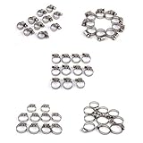 SONONIA 　50PCS　ホースクランプ 　ステンレス 　バンド　 ウォーム 調整可能 二輪車用　内径5サイズ（約12~29mm）