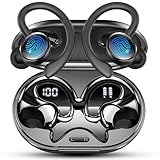 イヤホン bluetooth ワイヤレスイヤホン「最先端 Bluetooth5.4 搭載」瞬時接続 ブルートゥースHi-Fi 最大50時間再生 LEDディスプレイ表示 IPX7防水 Type‐C急速充電 小型軽量 耳掛け式 耳を塞がない 左右分離型 ENCノイズキャンセリング ビジネス/WEB会議/通勤/通学/スポーツ (ブラック)