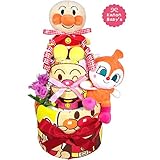 出産祝いに大人気！おむつケーキ アンパンマン・ドキンチャン/赤ちゃんの内祝い・誕生日プレゼント ギフトセット ダイパーケーキ/女の子 (パンパースS20枚 （出産祝い用に）)