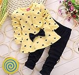 ファッションスウィートプリンセス子供の女の子の赤ちゃんの衣類セットカジュアルボウtシャツパンツスーツハートプリント子供服ラブセット