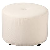 スツール オットマン 1人掛け 腰掛け PVC レザー ファブリック チェア 丸型 円形 イス 玄関 北欧 おしゃれ シンプル モダン (アイボリー)