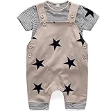 (ヤンググロリ)YOGLY 新品　ベビー服　ロンパーススーツ　新生児　半袖　五芒星　フォーマルカバーオール　ジャンプスーツ ズボンつり サロペット サロペットパンツ オーバーオール　2点セット