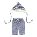 Zhhlinyuan 寝相アート ベビー服 Newborn Baby Boy Girl Costume Crochet Outfits Photography Props Beanie hat+Pan