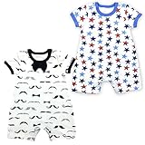 monvecle unisex-baby 2パックコットンカバーオールボディスーツワンピースジャンプスーツロンパース