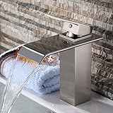 Yodel Single Handle Waterfall Bathroom Vanity Sink Faucet (Brushed Nickel) [並行輸入品]