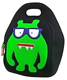 Dabbawalla Bags Monster Geek Kids' Insulated Washable & Eco-Friendly Lunch Bag Black/Lime Green