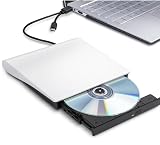 CD DVDドライブ 外付け DVD8X& CD24X 付けDVDドライブ 薄型 軽量 極静音 光学ドライブ外付け 読取/書込可 バスパワー USB 3.0&Type-C両接続 外付けCDドライブ Window/Vista/Linux/Mac OS対応 日本語取扱説明書付き (ホワイト)