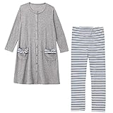 アビックス マミールナ マタニティパジャマ長袖 授乳便利仕様 M-L グレー パイル 378435