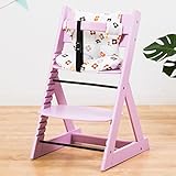 【人気ベビーチェア 笑顔のマジカルチェアー＋専用クッション (お得2点セット)】 木製椅子 安心強度の三角形ベース 高さ調節可能 ふかふかクッションセット (チェア：ピンク色 クッション：花柄ブラウン