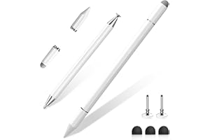タッチペン 3in1 全機種対応 スタイラスペン 充電不要 磁気キャップ 静電容量式タッ チスクリーン対応 円盤型ペン先 ディスクチップ ニュートラルなペン先 高感度交換用ペン先付き (2ディスク＋3導電繊維付属) (ホワイト)