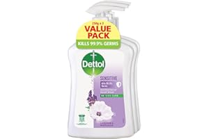 Dettol Hand Wash Liquid, Sensitive, Lavender & White Musk Fragrance, Kills 99.9% Germs, Dermatologically Tested Antibacterial Handwash, With Plant Derived Cleansers, 3x250g