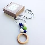 'Teething Ring' Designer Necklace & GIFT Box; Natural Wood Ring & Silicone Jewelry by Pretty Mom & L