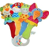 TheChoice ベビー トレーニング 知育遊具 おもちゃ ハンドヘルド 握れる 動物 ガラガラ 鈴 ヌイグルミ 0歳からの赤ちゃんも遊べる 4個セット