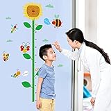 ufengke Cartoonひまわり高さチャート、子供の部屋保育園取り外し可能な壁のステッカー壁画