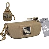 OneTigris サングラスケース＆眼鏡拭きセット　メガネ用など　小物入れ　フック･ベルト付き　MOLLE (ブラウン--セット)