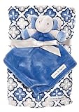 Blankets & Beyond Blue & Grey Blanket with Elephant Security Blanket Set by Blankets and Beyond