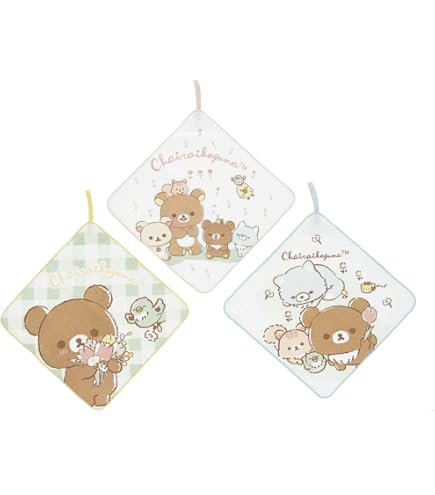 Amazon｜丸眞 ループ付きタオル 3枚組 リラックマ 28×28cm リラックマ 