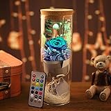 DABURYU プリザーブドフラワー ハーバリウム 花 LEDライト付き バレンタインデー プレゼン ギフト お礼 結婚祝い 誕生日 (高貴ブルー)