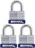 Brinks 162 – 50391 50 mmラミネートスチール南京錠withボロンシャックル, 3 - Pack