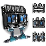 FETESNICE マキタバッテリーホルダー18V 用の壁掛けホルダ、マキタ用のバッテリー 収納 、マキタ充電器用の壁掛けホルダー、マキタDC18RC/DC18RD充電器用の金属壁掛けマウント、防錆加工、最大4個のマキタ14.4V/18Vバッテリーに適合する、DIY設置に対応。