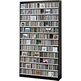 1284枚収納 CD屋さんのCD/DVDラック 幅109cm インデックスプレート20枚付き (ダークブラウン D)