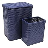 レドモン7212CBチェルシー柄ウィッカー保育園洗濯物用かご、一致ごみ箱 - 沿岸ブルー