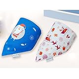 JUSH キッズ　バンダナビブ　よだれかけ　２層タイプ　スナッフ式　コットン100％　２点セット　調整可能 (クリスマス（２点セット）)