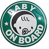 (ロキリフ) BABY ON BOARD 赤ちゃん 乗車中 マグネット ステッカー ( グリーン 16cm )