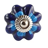 Set of 2 Blue Floral hand painted ceramic pumpkin knobs cabinet drawer handles pulls