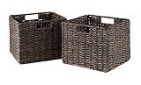 Granville Foldable 2-PC Small Corn Husk Baskets, Chocolate