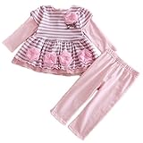 SmartLIFE Baby Girlソフトコットン長袖2ピースClothingセット(フラワー) US サイズ: M カラー: ピンク