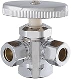 LDR 537 5501 Low Lead Dual Outlet Shut Off Angle Valve 1/2-Inch FIP x 3/8-Inch Compression x 3/8-Inc