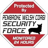 PEMBROKE WELSH CORGI SECURITY FORCE サインボード：ペンブロークウェルシュコーギー ２４時間監視中 セキュリティ 英語 看板 MADE IN U.S.A [並行輸入品