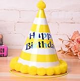 HuaQingPiJu-JP 誕生日パーティー用品ストリップコーン帽子リトルソフトボールCap_Yellow