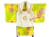式部浪漫 一つ身 着物 3点セット 女の子用 被布コートセット 二部式タイプ 1h-9 (イエロー紗綾型(No.4))