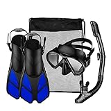 Qtuo フィン・マスク・スノーケル・3点セット シュノーケルセットドライスノーケル曇り止め強...