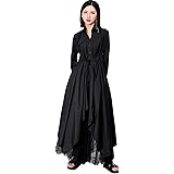 Amazon Co Jp 病みかわいい モード系 ワンピース ロングワンピ レディース ワンピース シャツワンピース シャツワンピ Aライン 春 秋 冬 ハイウエスト ウエスト紐 袖コン ゴシック 病み可愛い 大人きれいめ 通勤 黒コーデ 原宿系 ゆったり代 30代 おおきいサイズ