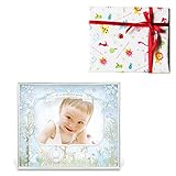 メモリアルギフト ガラス　【EINE】ベビーフレームブルー 通常子供ラッピング