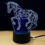 テーブルランプ3Dの創造性光る馬LED夜光ベッドルームのベッドサイドランプホリデーギフト,Blue