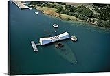 Dana Edmundsプレミアムシックラップキャンバス壁アート印刷題名ハワイ、オアフ島、パール港、アリゾナMemorial Aerial View 48" x 32" 2000838_24_48x3