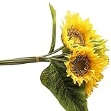 POTOJP 造花 手作り 造花 ヒマワリ ブーケ 枯れないお花 本物みたい 工芸 高級 贈り 壁掛け 結婚式 誕生会 二次会 お祝い 花束プレゼント インテリア 华道 (イエロー)