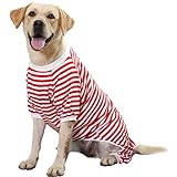 KUVEELA PET 大型犬 中型犬 犬服 犬 犬の服 ドッグウェア Tシャツ パーカー 長袖 夏 春 秋 お出掛け お散歩 汚れ予防 抜け毛予防 通気性 可愛い （レッドボーダー 4L）