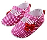 ベビーシューズ　ファーストシューズ　ストラップ　マジックテープ　1823　ピンクドット　リボン (13cm)