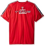 MLB Minnesota TwinsメンズショートスリーブBirdseyeクルーTシャツwith Shoulder Piecing & Chest印刷、Xラージ/トール、レッド