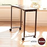 High-Rカット ネイルテーブル ブラウン 幅90cm×奥行35.5cm×高さ80cm [ 多用途 スリムデスク ミニテーブル サイドテーブル ネイルテーブル ネイルデスク キャスター付き 平机 作業台 多機能 オフィス フリー デスク 
