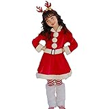 [easylivegogo] サンタ コスプレ 子供 女の子 かわいい クリスマス 衣装 サンタクロース コスチューム ベルト 2点セット キッズ 仮装 もこもこ 子供服 サンタクロース コスプレ 衣装 撮影 学園祭 演劇 イベント 演出服 変装 (レッド, 140cm)