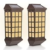 Lixada 2個 IP65耐水性 屋外ソーラーナイトライト 誘導センサ LEDレトロウォールランプ ガーデンコートヤードフェンス回廊アイルパティオ用